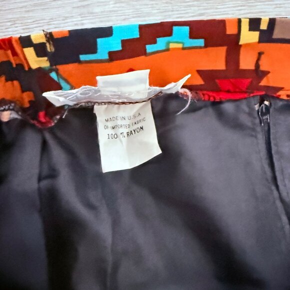 Doncaster Geometric ALine Skirt Size 8 Patchwork VTG Southwest Style Ethnic Boho - Picture 8 of 12